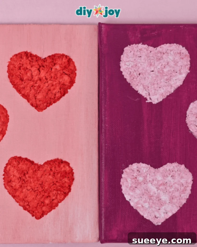 Textured Heart Canvas Artwork 8 Minimalist Textured Heart Canvas Art Using Tissue Paper