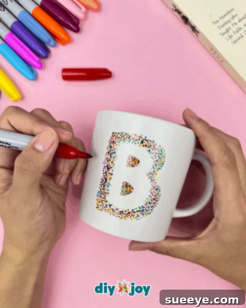Custom Mug Design with Sharpies 13 Easy Hand-Lettered Mug DIY Using Sharpie and Stencils