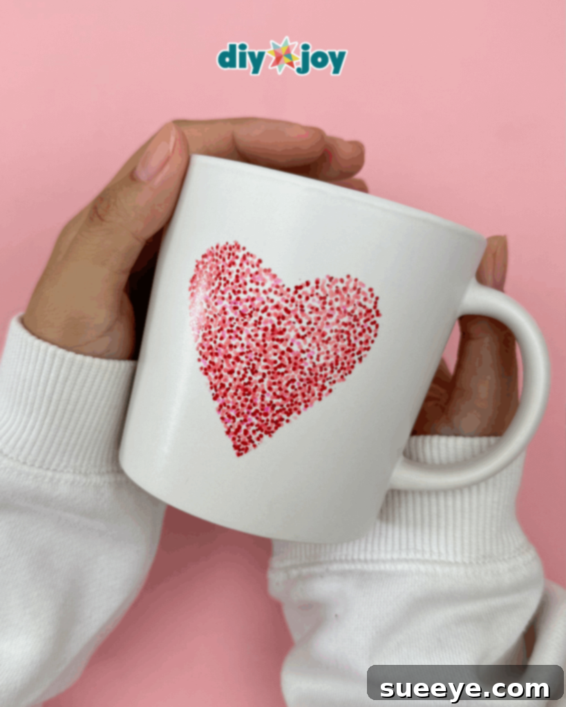 Easy Customized Heart Print Mug Idea