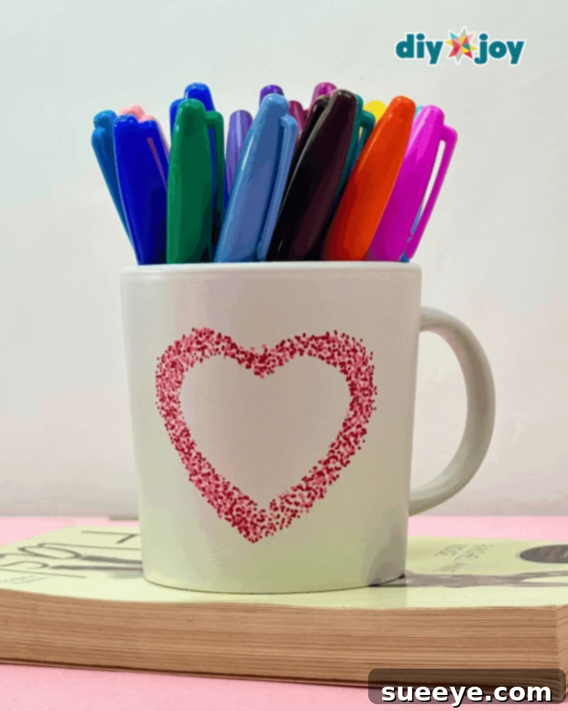 Easy DIY Heart Print on a Mug Using Sharpie