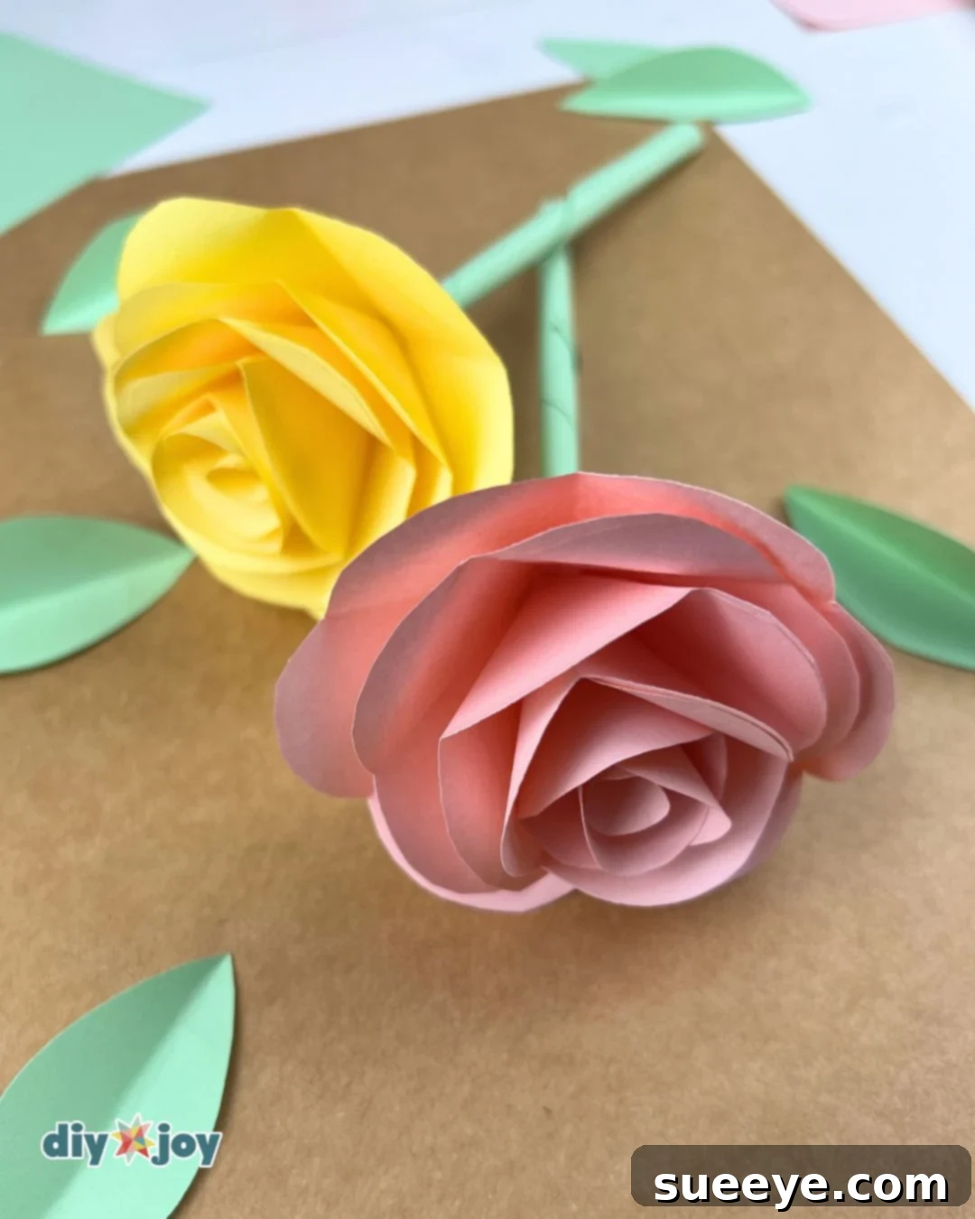 Image showcasing the finished paper rose.